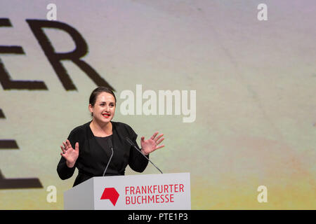 Frankfurt am Main, Deutschland. 9. Oktober, 2018. Nino Haratischwili bei der Eröffnung der 70. Frankfurter Buchmesse Buchmesse Frankfurt 2018 Credit: Markus Wissmann/Alamy leben Nachrichten Stockfoto