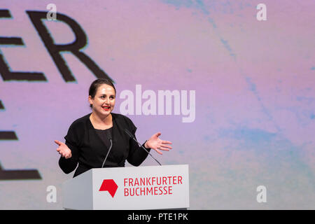 Frankfurt am Main, Deutschland. 9. Oktober, 2018. Nino Haratischwili bei der Eröffnung der 70. Frankfurter Buchmesse Buchmesse Frankfurt 2018 Credit: Markus Wissmann/Alamy leben Nachrichten Stockfoto