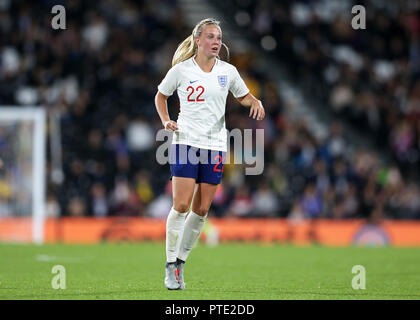 Das Craven Cottage, London, UK. 9. Okt., 2018. Internationaler Fußball Frauen freundlich, England und Australien; Beth Mead von England Credit: Aktion plus Sport/Alamy leben Nachrichten Stockfoto