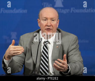 Washington, DC, USA. 9. Okt., 2018. ANDY MCCARTHY, Contributing Editor, National Review und ehemalige stellvertretende US-Staatsanwalt für den südlichen Bezirk von New York, bei der Heritage Foundation in Washington, DC am 9. September 2018. Quelle: Michael Brochstein/ZUMA Draht/Alamy leben Nachrichten Stockfoto