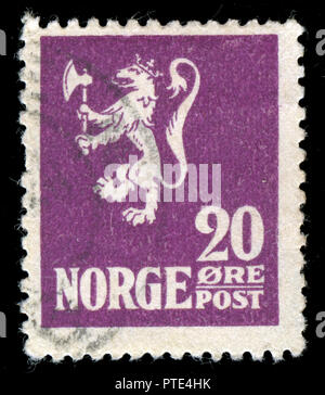 Poststempel Stempel aus Norwegen in der Lion Typ I Serie 1922 ausgestellt Stockfoto