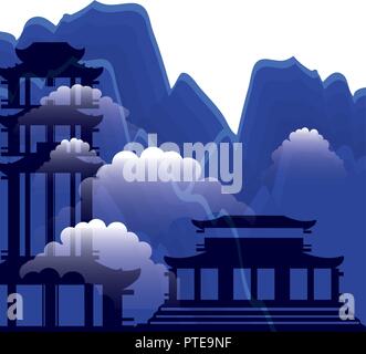 Chinesischen Portale mit Landschaft isoliert Symbol Vektor illustration Design Stock Vektor