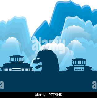 Chinesischen Portale mit Landschaft isoliert Symbol Vektor illustration Design Stock Vektor