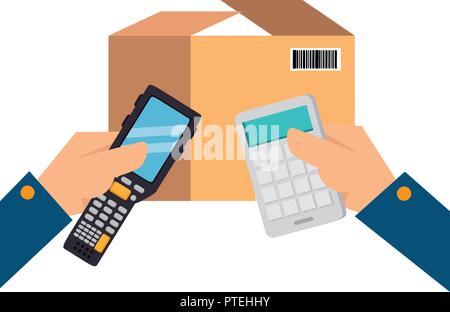 Karton mit Gutschein und Rechner Stock Vektor