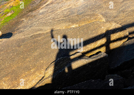 Schatten-Mann mit erhobenem Arm. Stockfoto