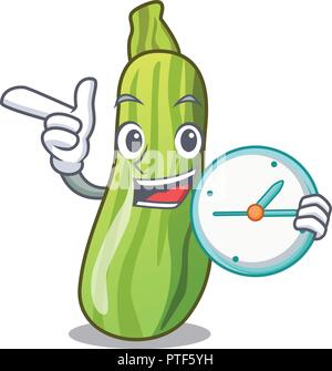 Mit Uhr frische organische Zucchini in Cartoon Schüssel Stock Vektor