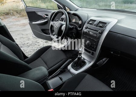 DNIPRO, UKRAINE - September 01, 2018: Toyota Corolla FARBE GRAU, INNEN Stockfoto