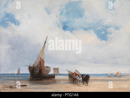Richard Parkes Bonington - auf Schiffe und ein Wagen in der Nähe von Trouville Frankreich Stockfoto