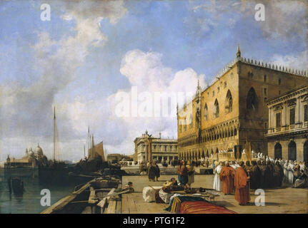 Richard Parkes Bonington - Venedig - Ducal Palast mit einer religiösen Prozession Stockfoto