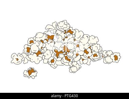 Hand gezeichnet popcorn Stapel auf weißem Hintergrund. Vector Illustration Stock Vektor