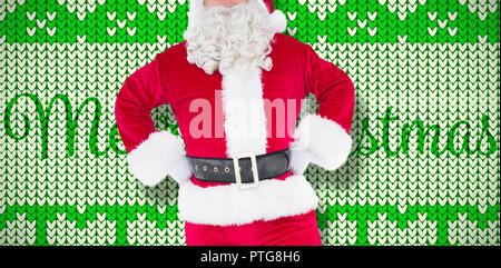 Zusammengesetztes Bild Porträt des Weihnachtsmannes mit Hände auf den Hüften Stockfoto