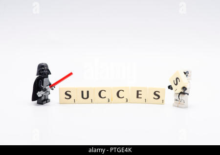 Lego Darth Vader, Storm Trooper Montage Wort Erfolg Stockfoto