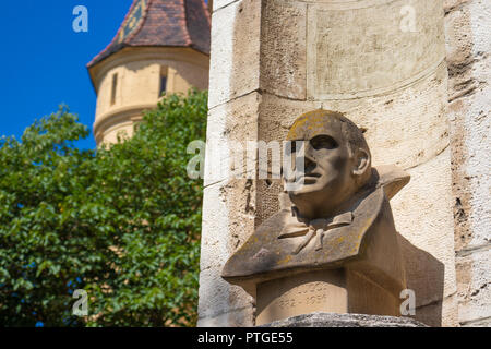 Béla Lugosi Büste an der Burg von Vajdahunyad Budapest Ungarn. Stockfoto