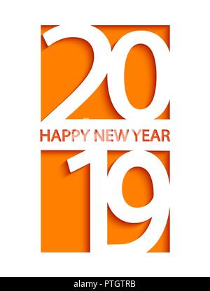 2019 Frohes Neues Jahr creative Card Design für Begrüßungen, Flyer, Einladungen, Plakate, Broschüren, Banner und Kalender-, Web- und andere Design. Vector Illustration. Stock Vektor