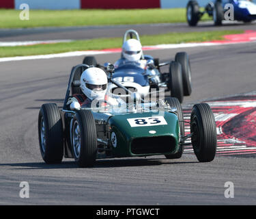 Jonathan Fyda, U2 Mk3, FJHRA, HSCC, Meisterschaft für Pre-64 Vordere und hintere Heckmotor Formel Junioren, Donington historische Festspiele, 2018, Motorsport, m Stockfoto