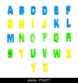 Buchstaben auf weißem Hintergrund Stockfoto