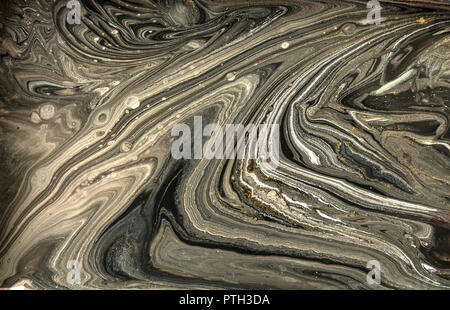 Gold Marmorierung Textur Design. Schwarze und goldene Marmor Muster. Fluid Art. Stockfoto