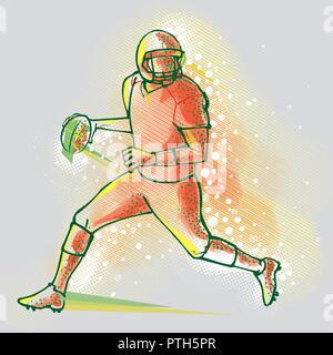 American Football Player auf einem grafischen Hintergrund, Vektor Bild Stock Vektor