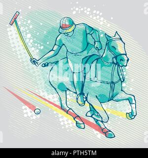 Polo Player auf Grafiken Hintergrund, Vektor Bild Stock Vektor