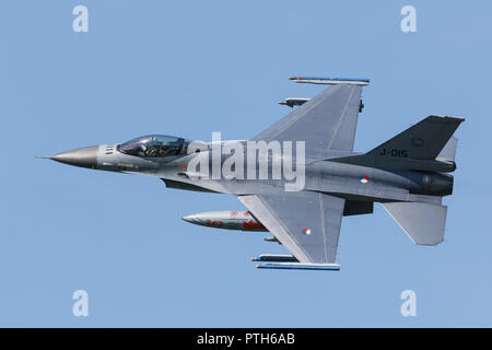 Leeuwarden, Niederlande, April 18, 2018: ein RNLAF F-16 während der Frisian Flag Übung Stockfoto