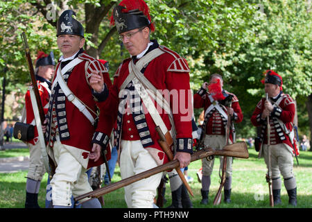 Reenactment der britischen Besetzung des Boston Common im Jahr 1768 Stockfoto