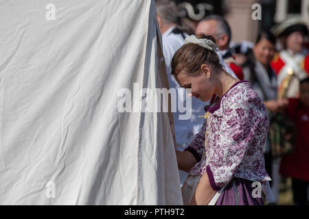 Reenactment der britischen Besetzung des Boston Common im Jahr 1768 Stockfoto