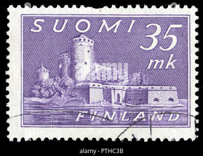 Poststempel Stempel aus Finnland auf der Burg Olavinlinna Serie 1949 ausgestellt Stockfoto