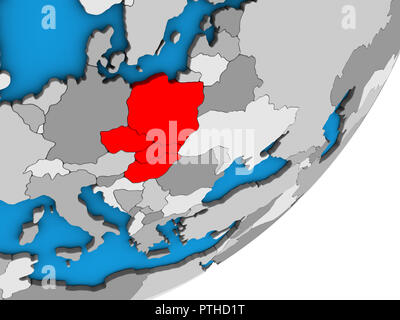 Visegrad-gruppe auf Blau politische 3D-Globus. 3D-Darstellung. Stockfoto