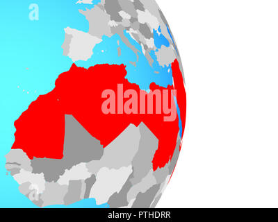 Arabische Liga auf einfache politische Welt. 3D-Darstellung. Stockfoto