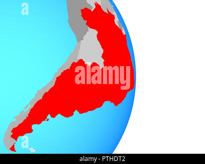 Mitglieder des Mercosur auf einfache politische Welt. 3D-Darstellung. Stockfoto