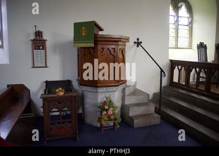 Saint Seiriol's Kirche Innenraum, Penmon, Beaumaris, Anglesey, North Wales, UK Stockfoto