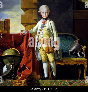 Erzherzog Franz Joseph Karl, der spätere Kaiser Franz II. (1768-1835) im Alter von sieben Jahren 1775 von Johann Zoffani (1733-1810). , Franz II., Kaiser des Heiligen Römischen Reiches, König in Deutschland. Stockfoto