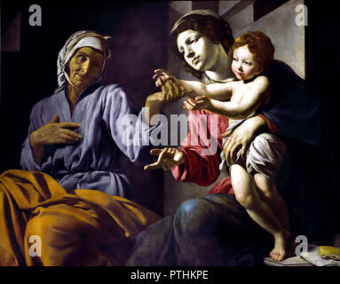 Maria mit dem Kind und St. Anne Giovanni Battista Caracciolo 1633, genannt, Battistello 1578 - 1635, Italien, Italienisch. Stockfoto