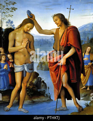 Taufe Christi 1498/1500 von Pietro Vannucci, genannt Perugino 1445/48 - 1523 Italien, Italienisch. Stockfoto