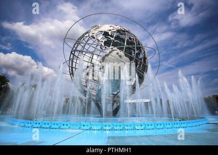 New York, USA - 25. August 2018: Die unisphere Welt in Flushing Meadow Park in Corona, Corona Park, New York, Vereinigte Staaten von Amerika Stockfoto
