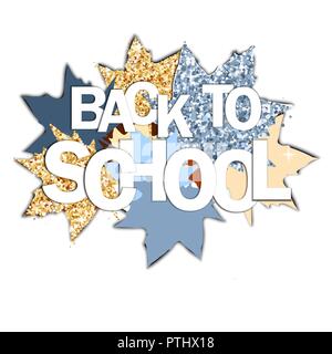 Cute Herbst Hintergrund mit Glitzer und einfach Ahornblätter. Zurück zum text Schule. Vector Illustration Stock Vektor