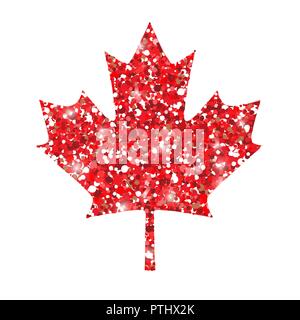 Happy Canada Day vektor Grußkarte mit Red maple leaf. Glitzer Hintergrund. Design für Karte, Poster, Canada Day Feier Stock Vektor