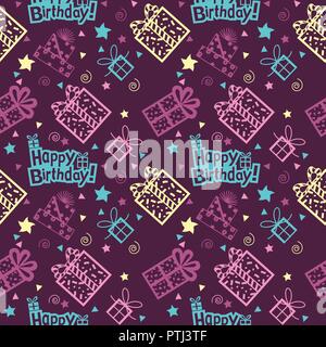 Happy birthday Hand gezeichneten Muster Hintergrund mit pastellfarbenen Stock Vektor