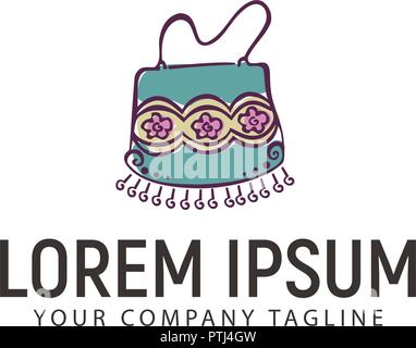 Frauen Beutel Zubehör logo Hand gezeichnet Design Konzept Vorlage Stock Vektor