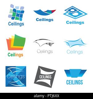 Satz von Logos für Decken, Fliesen und Spanndecken Stock Vektor