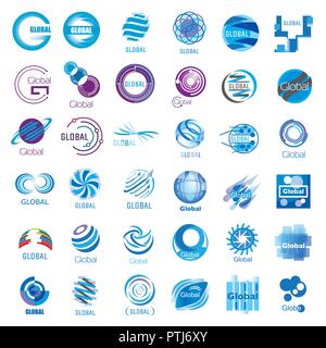 Der Vektor logos Kugel, globale und Masse Stock Vektor