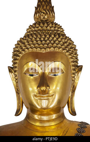 Buddha Chinnaraja aus dem Süden Vihara der Wat Pho, Bangkok, Thailand, auf weissem isoliert. Stockfoto