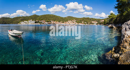 Panorama von Brna Bucht auf der Südseite der Insel Korcula. Stockfoto