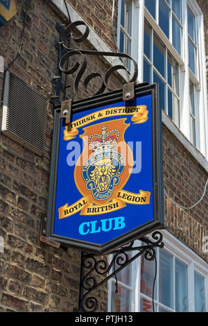 Die Royal British Legion Club anmelden. Stockfoto