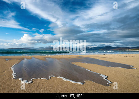 Abendlicht auf Scarista Strand auf der Insel Harris. Stockfoto