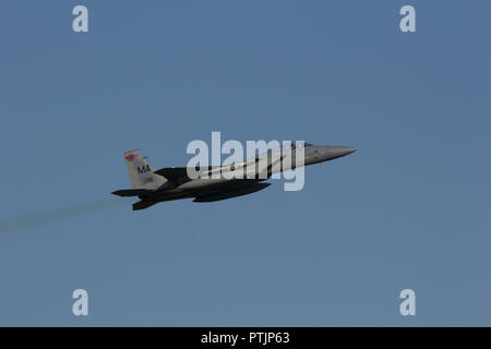 Leeuwarden, Niederlande 11.April 2016: USAF F-15 Eagle, der während der Frisian Flag Übung Stockfoto