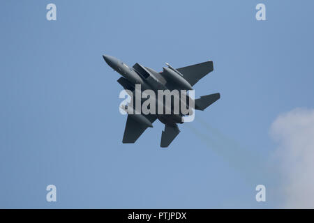 Leeuwarden, Niederlande 11.April 2016: USAF F-15 Eagle, der während der Frisian Flag Übung Stockfoto