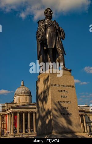 Statue von General Charles James Napier in Trafalgar Square in London. Großbritannien Stockfoto