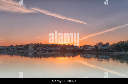 Hooe See in der Nähe von Plymouth bei Sonnenuntergang Stockfoto