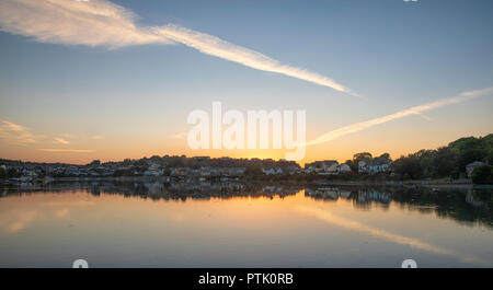 Hooe See in der Nähe von Plymouth bei Sonnenuntergang Stockfoto